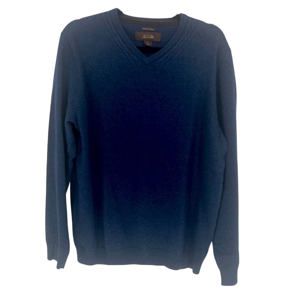 Tasso Elba Cotton Cashmere Men's Blue Sweater - Medium